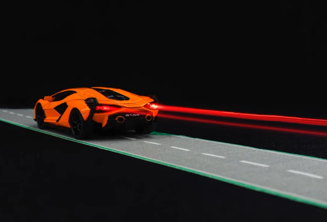 Claptales Die-Cast Sports Car with Opening Doors, Light & Sound - Yellow